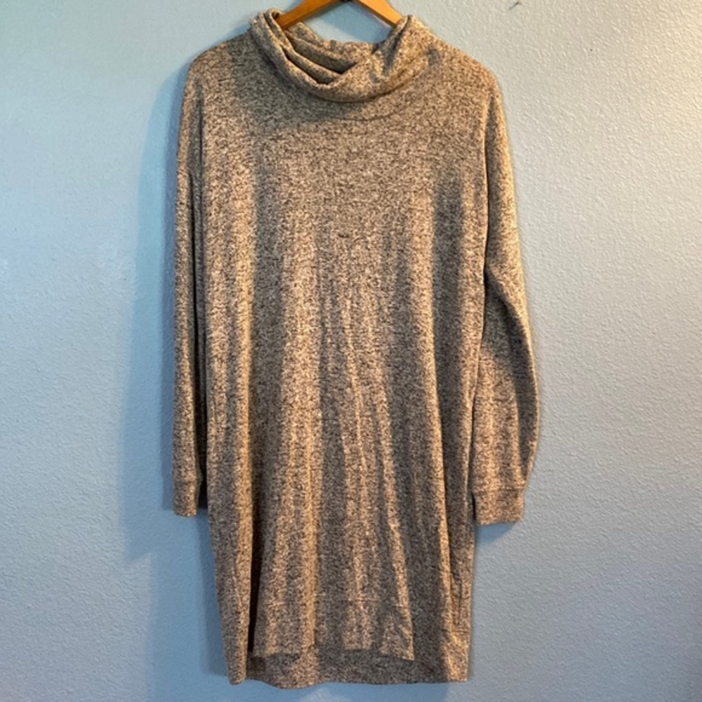 GAP Super Soft Gray Marled Cowl Neck Sweater Dress Tunic Sz S